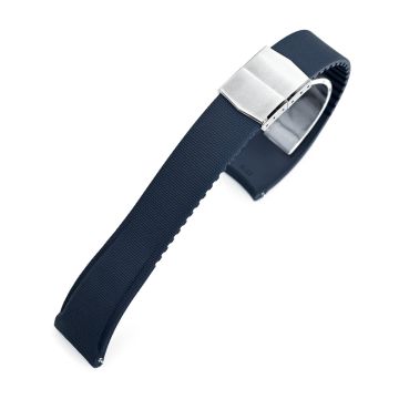 FKM40 Navy Blue Quick Release Butterfly Deployment FKM Rubber Watch Band, 20mm or 22mm - 22mm