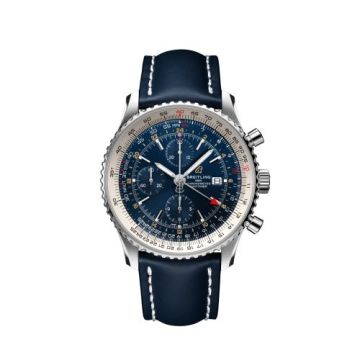Breitling Navitimer 1 Chronograph GMT Stainless Steel / Blue / Calf / Pin