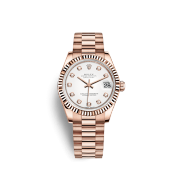 Rolex Datejust 31 Everose Fluted / President / White Diamonds