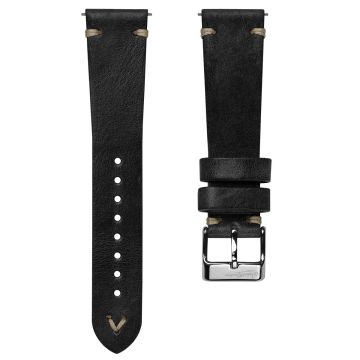 Simple Handmade Italian Leather Watch Strap - Black - 21mm