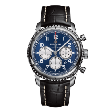 Breitling Aviator 8 B01 Chronograph 43 Stainless Steel / Blue / Croco / Pin