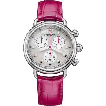 Aerowatch 1942 Chronolady Leather Pink