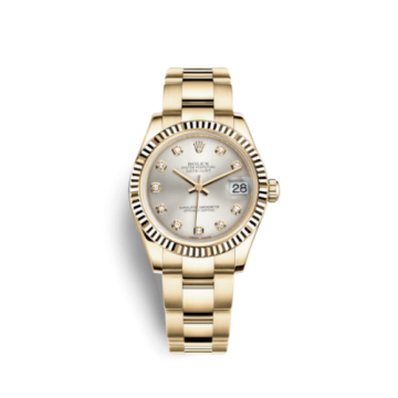 Rolex Datejust 31 Yellow Gold Fluted / Oyster / Silver Diamond