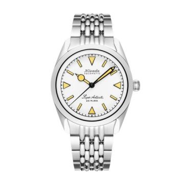 Nivada Grenchen Super Antarctic White - Yellow Luminova / Stainless Steel / Beads of Rice