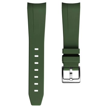 WatchGecko Curved Ends  Rubber Watch Strap - Green - 22mm
