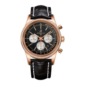 Breitling Transocean Chronograph Red Gold / Diamond / Reverse Panda / Croco