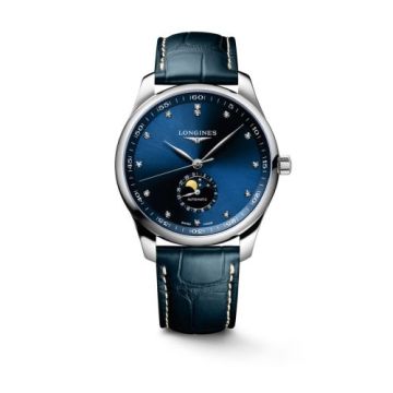 Longines Master Collection 42 Moonphase Stainless Steel / Blue - Diamond
