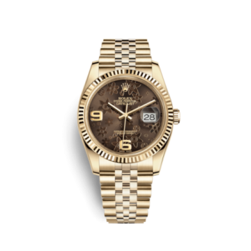 Rolex Datejust 36 Yellow Gold Fluted / Jubilee / Chocolate Floral