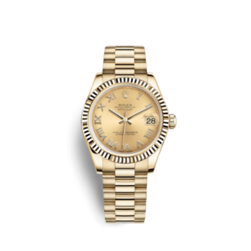 Rolex Datejust 31 Yellow Gold Fluted / President / Champagne Roman