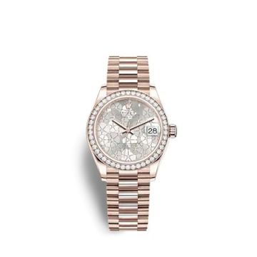 Rolex Datejust 31 Rose Gold - Diamond / Silver - Floral / President