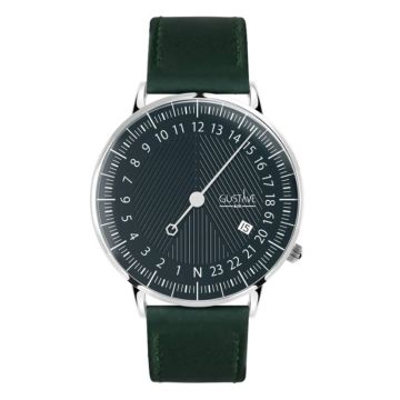 Gustave & Cie 24H André Argent & Vert Cuir Vert Émeraude Surpiqué 40mm
