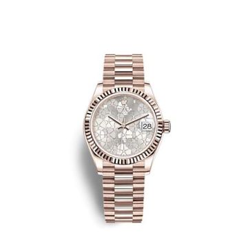Rolex Datejust 31 Rose Gold - Fluted / Silver - Floral / President