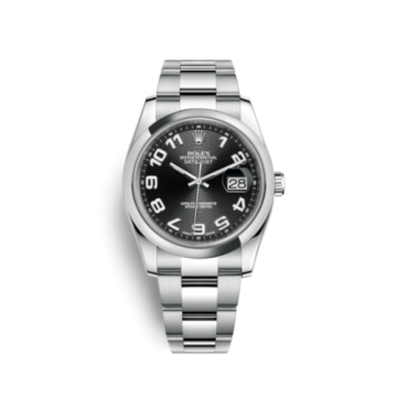 Rolex Datejust 36 Stainless Steel Domed / Oyster / Black Arabic