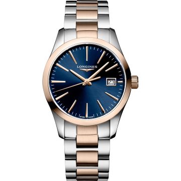 Longines Conquest Classic Quartz 34 Stainless Steel / Red Gold PVD / Blue