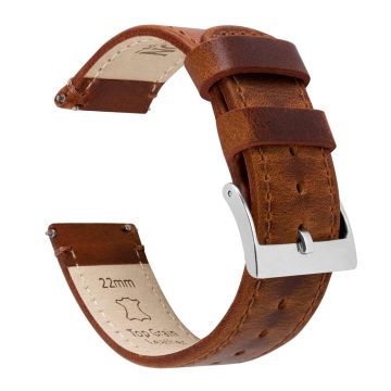 Weathered Brown Leather Watch Band - 16mm