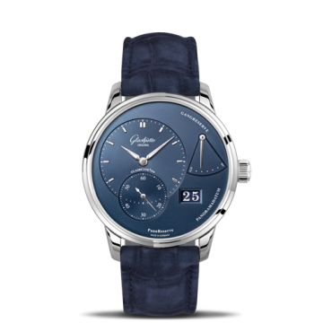 Glashütte Original PanoReserve Stainless Steel / Blue . Alligator / Folding