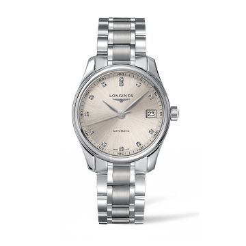 Longines Master Collection Date 34 Stainless Steel / Beige - Diamond / Bracelet