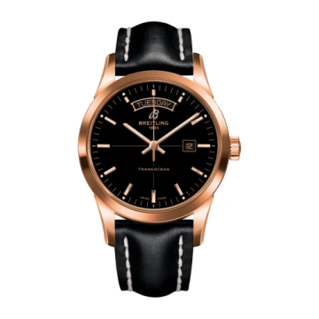 Breitling Transocean Day & Date Red Gold / Black / Calf / Folding