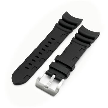 26mm Q.R. Firewave Resilient Curved End FKM rubber Watch Strap, Black - 26mm