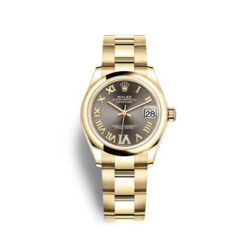 Rolex Datejust 31 Yellow Gold / Domed / Grey - Roman / Oyster