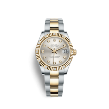 Rolex Datejust 31 Rolesor Yellow Fluted Diamond / Oyster / Silver Diamond