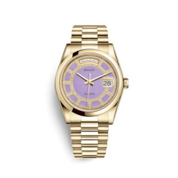 Rolex Day-Date 36 Yellow Gold Domed / President / Lavender Carousel