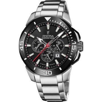Festina Chrono Bike 47mm stainless steel Silvery / Black