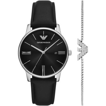 Emporio Armani Minimalist Date Silver / Black Set