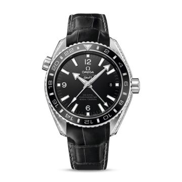 Omega Seamaster Planet Ocean 600M Co-Axial 43.5 GMT Platinum / Diamond / Black / Alligator