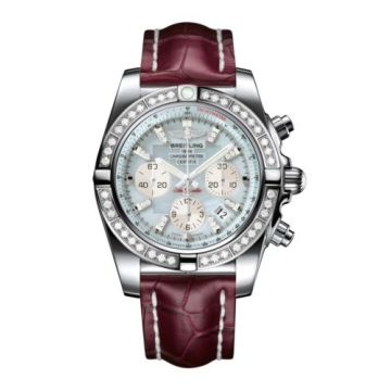 Breitling Chronomat 44 Stainless Steel / Diamond / Gray Pearl Diamond / Croco