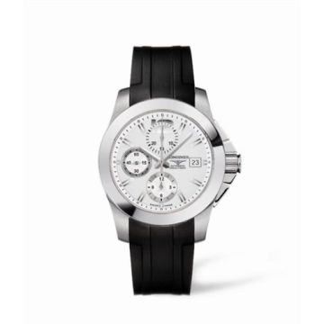 Longines Conquest Chronograph Silver Rubber