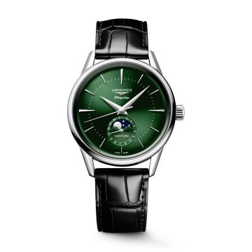 Longines Heritage Flagship Moonphase Stainless Steel / Green