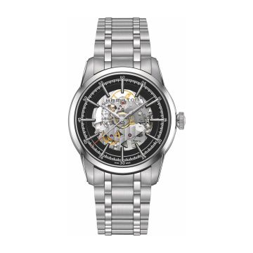 Hamilton Railroad 42 Skeleton Auto Stainless Steel / Black / Bracelet