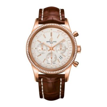 Breitling Transocean Chronograph Red Gold / Diamond / Silver / Croco