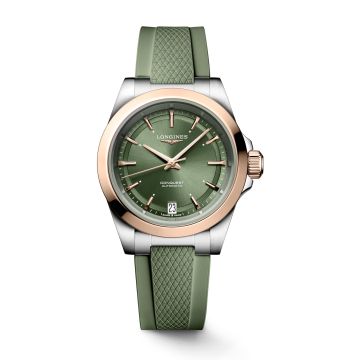 Longines Conquest 34 Stainless Steel - Pink Gold / Green / Rubber