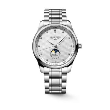 Longines Master Collection 42 Moonphase Stainless Steel / Silver - Diamond / Bracelet