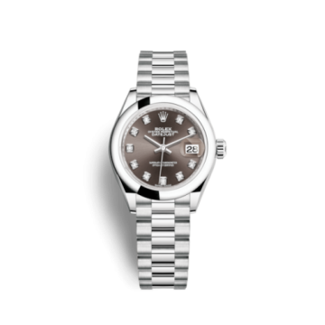 Rolex Lady-Datejust 28 Platinum Domed / President / Dark Grey Diamond