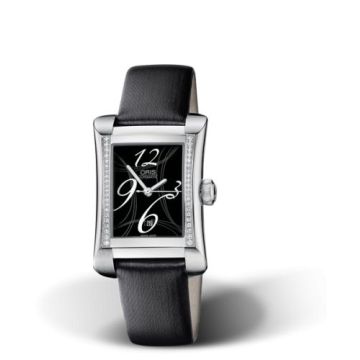 Oris Rectangular Date Diamonds 25.9 Stainless Steel / Black