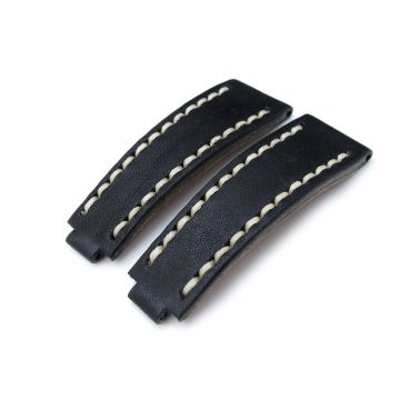 MiLTAT RX Collection Watch Strap, NERO Black Genuine Calf, Beige St. Tailor-made for RX SUB & EXP - 16mm