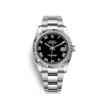 Rolex Datejust 36 Stainless Steel Fluted / Oyster / Black Roman