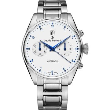 Claude Bernard Proud Heritage Automatic Chronograph Silver / White
