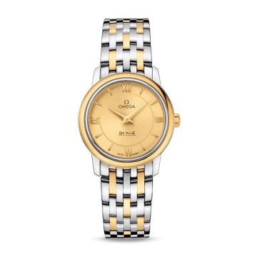 Omega De Ville Prestige Quartz 27.4 Stainless Steel / Yellow Gold / Champagne / Bracelet