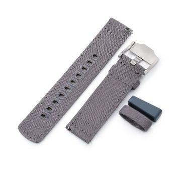 Ash Grey Quick Release Canvas Watch Strap, 22mm or 20mm - 22mm