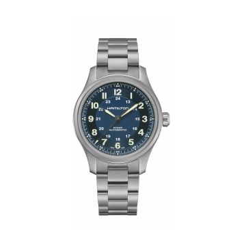 Hamilton Khaki Field Titanium Auto 42 / Blue / Bracelet