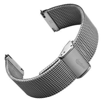 WatchGecko Oblique Milanese Mesh Stainless Steel Watch Strap - Polished - 22mm