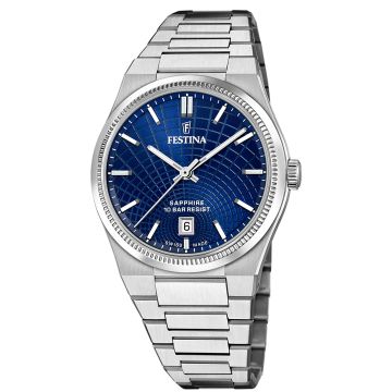Festina Swiss Rivé Date 40mm Silvery / Blue