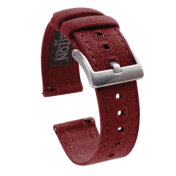 Burgundy Premium Canvas Watch Band - 21mm