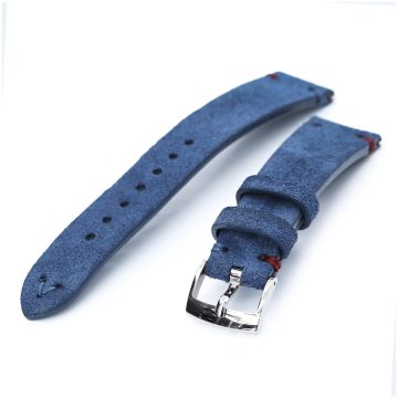 Blue Quick Release Italian Suede Leather Watch Strap, Blue - Red St. - 16mm