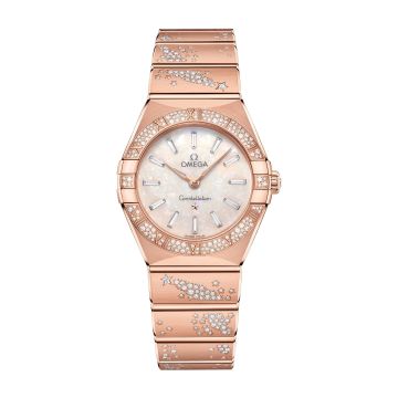 Omega Constellation Manhattan 28 Quartz Sedna Gold / MOP - Diamond / Diamond