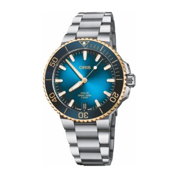 Oris Aquis Date Calibre 400 41.5 Stainless Steel - Yellow Gold / Blue / Bracelet
